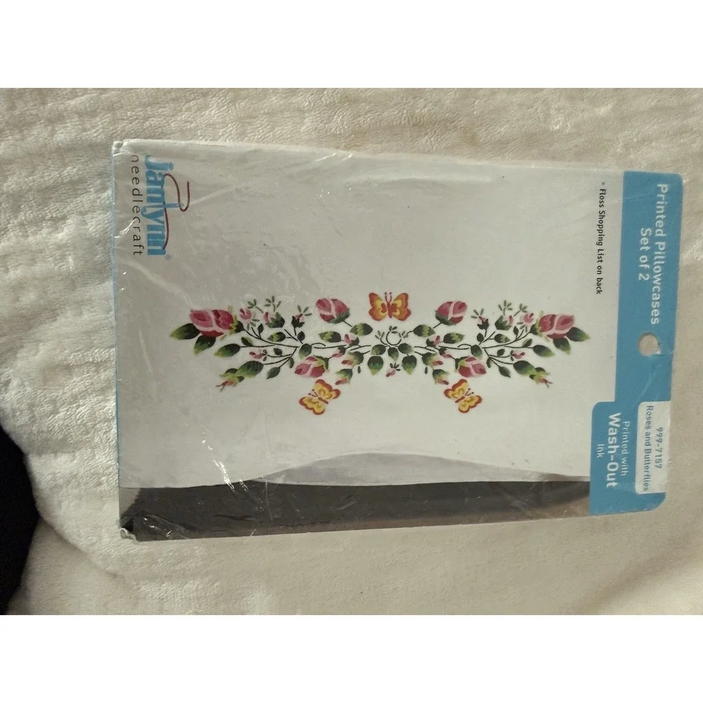 Janlynn Pillowcases - Roses And Butterflies - Stamped Embroidery